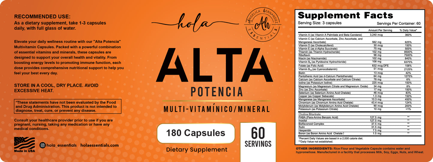 ALTA POTENCIA MULTIVAMIN MINERAL CAPSULES (OUT OF STOCK)